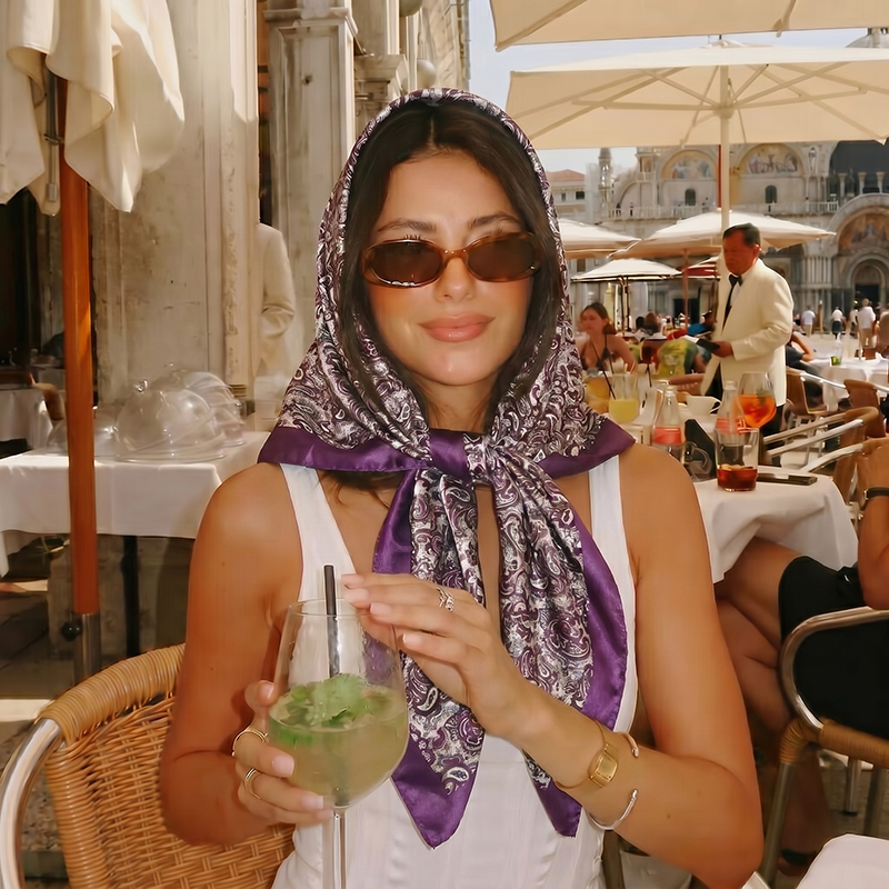 Vintage Fashion Hijab - Винтажный атласный квадратный платок в стиле
