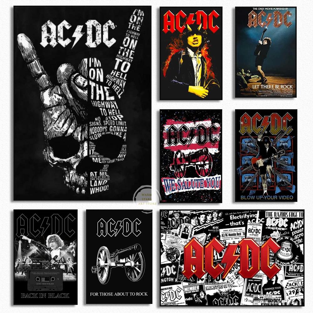 Vintage Fashion Illustrations - Группа ACDC постер, черно-белый, рок, певец,
