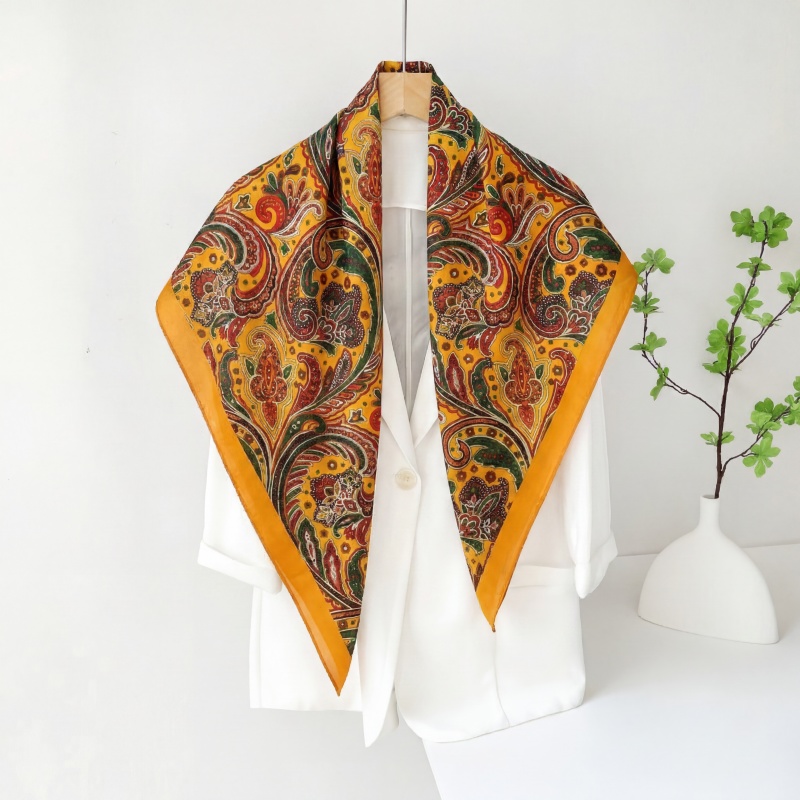 Vintage Fashion Hijab - Винтажный атласный квадратный платок для женщин,