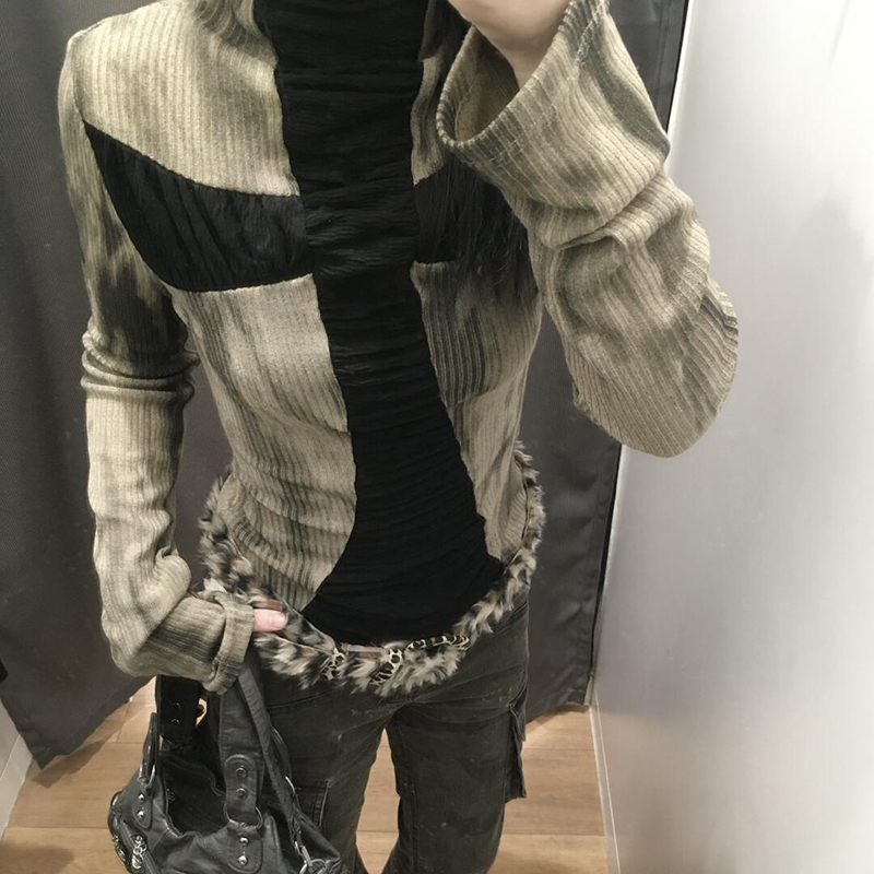 Turtleneck Knit 90S - Тонкие топы в стиле готического креста,
