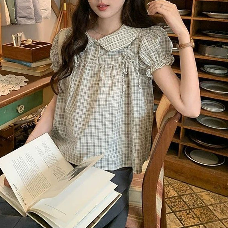 Vintage Fashion Doll - Женская блузка в корейском стиле преппи