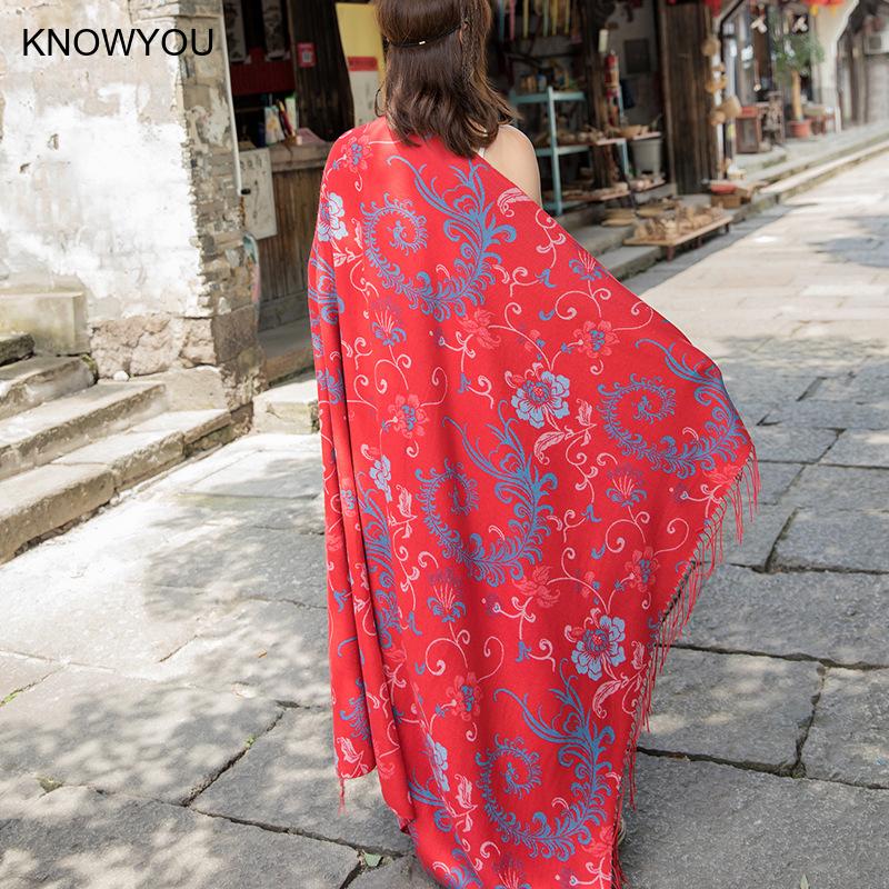 Vintage Fashion Hijab - Квадратный шарф большого размера, имитация кашемира,