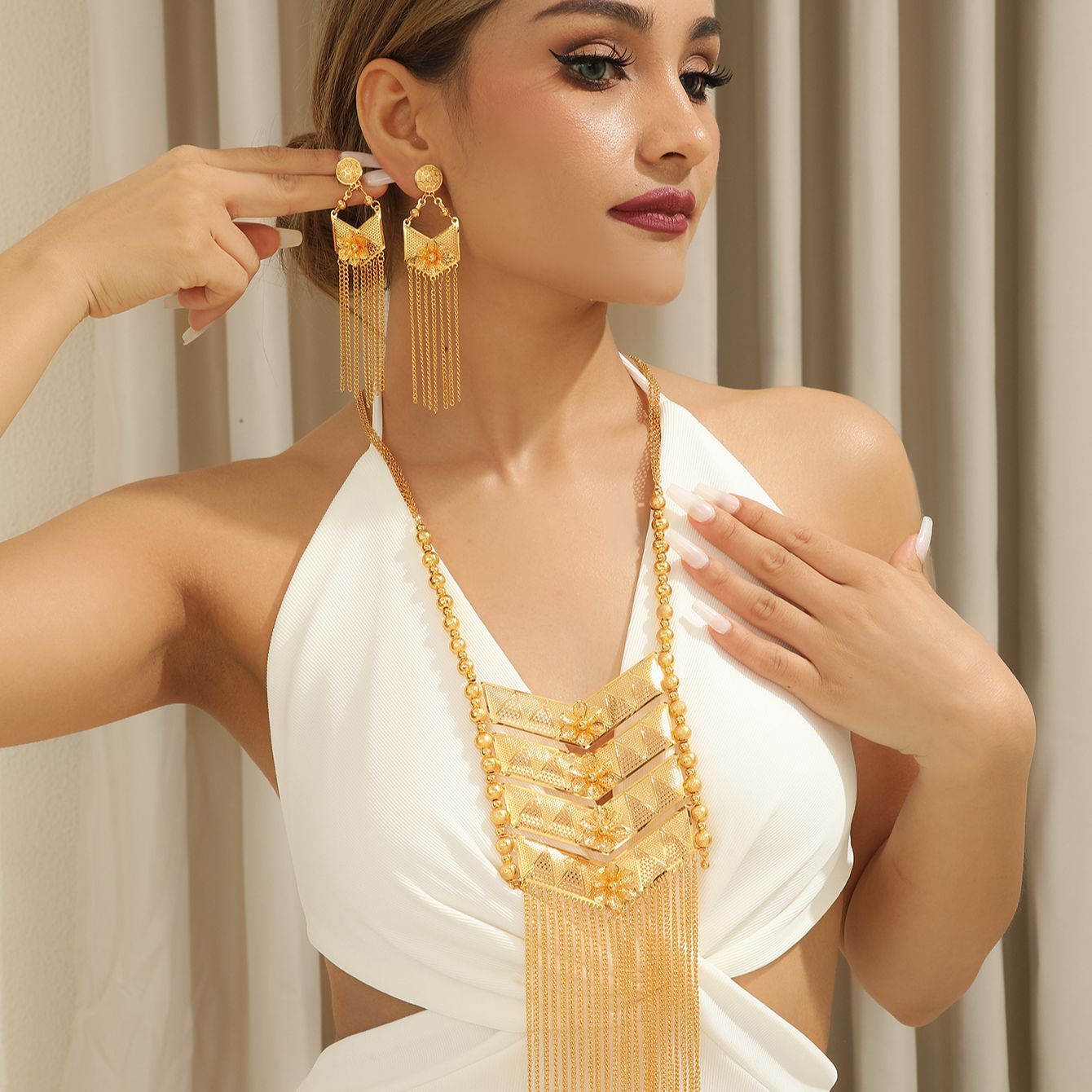 Vintage Fashion Guild - Новый Дубай 24K Позолоченные Сплав ожерелье