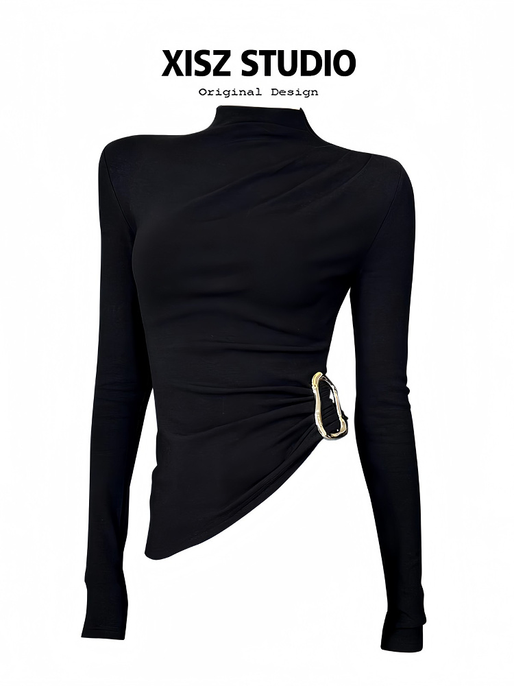 Женская черная готическая футб – обзор и цена Turtleneck Knit 90S