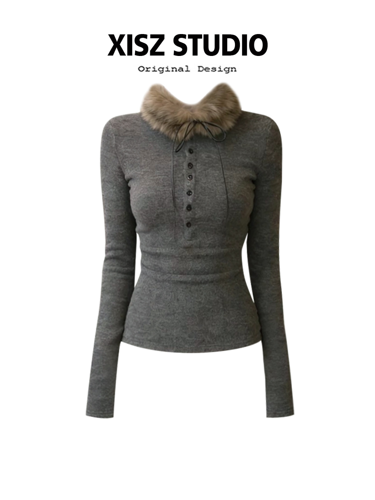 Женская серая готическая футбо – обзор и цена Turtleneck Knit 90S