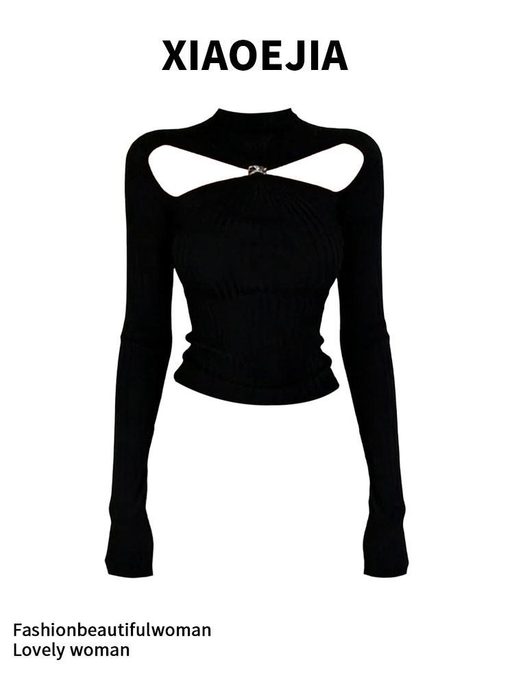 Женская черная готическая футб – обзор и цена Turtleneck Knit 90S