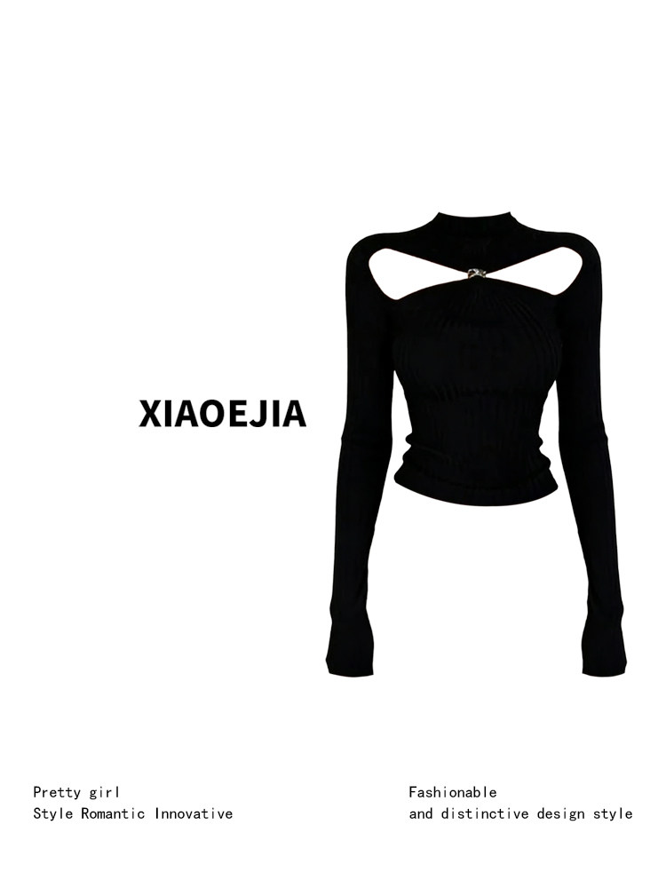 Женская черная готическая футб – обзор и цена Turtleneck Knit 90S
