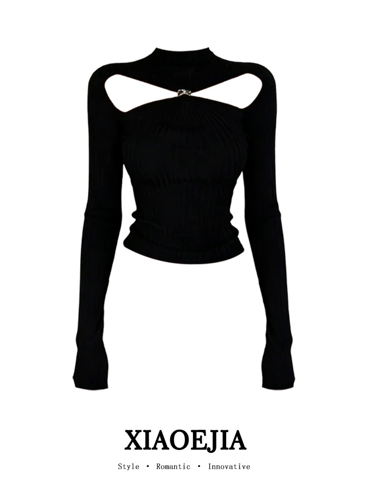 Женская черная готическая футб – обзор и цена Turtleneck Knit 90S