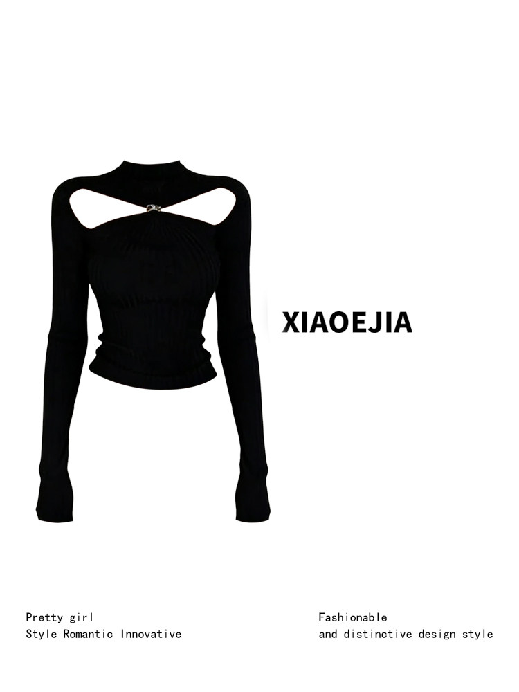 Женская черная готическая футб – обзор и цена Turtleneck Knit 90S